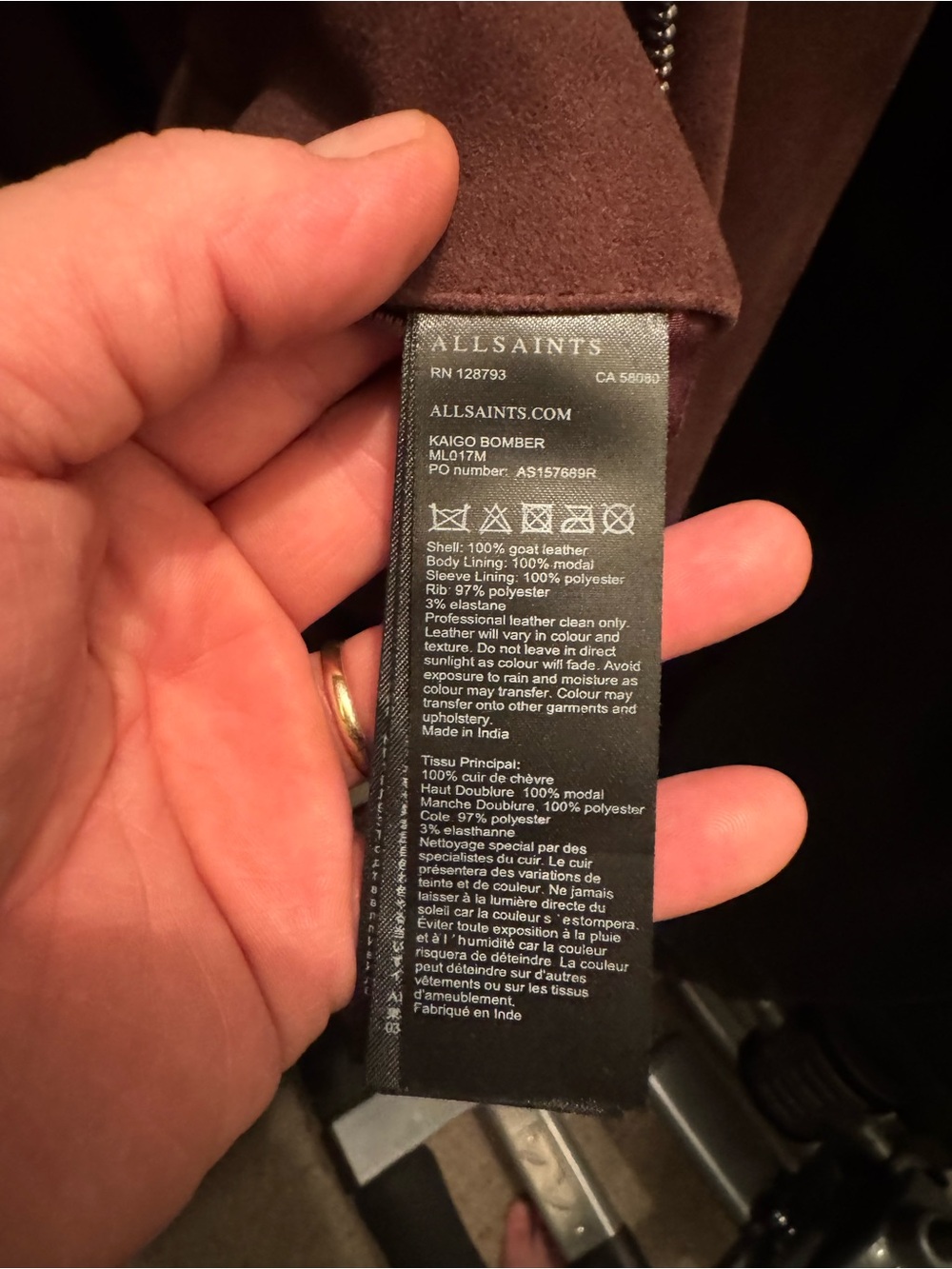 AllSaints Kaigo Bomber, Oxblood Goat Suede, medium, RARE archive - Picture 5 of 5